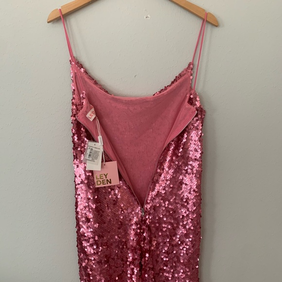 pink sequined dress with thin straps ; never worn - Picture 6 of 7